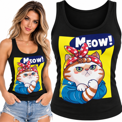 TANK TOP DAMSKI ŚMIESZNY  MEOW!